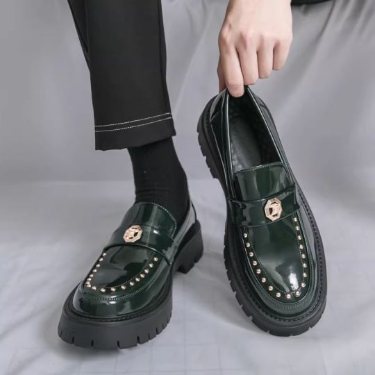 Thick-Soled Glossy Loafers - Image 3