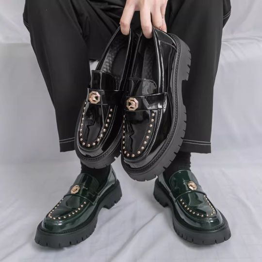 Thick-Soled Glossy Loafers - Image 4