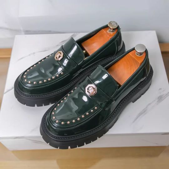 Thick-Soled Glossy Loafers - Image 2
