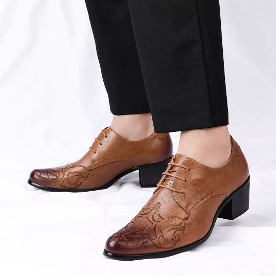 Men's Fashion Embroidered Lace-Up Cuban Shoes