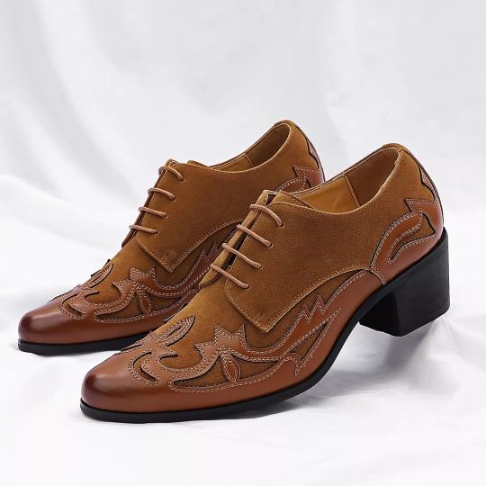 Embroidered Lace-Up Cuban Shoes